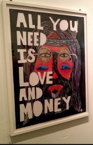 Niche copywriting for love and money: painting of John Lennon and "All You Need Is Love And Money"