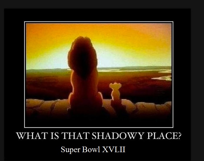 Scene from The Lion King with sun setting, depicting the Superbowl power outage