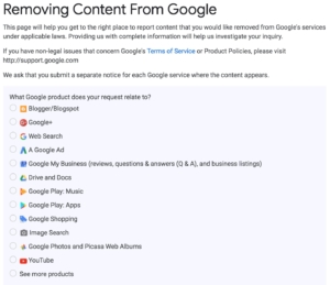 How to remove content from Google